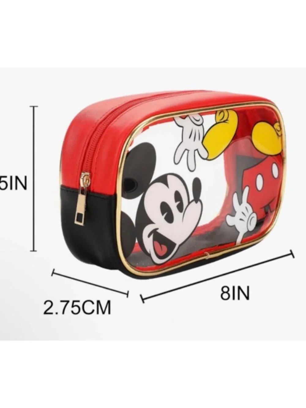 Disney Mickey Mouse Clear Cosmetic Case Makeup Bag Travel Bioworld NWT